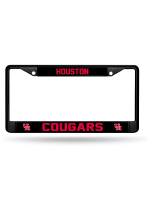 Houston Cougars Black Chrome License Plate Frame - Black