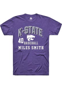 Miles Smith  K-State Wildcats Purple Rally NIL Arch Logo Short Sleeve T Shirt