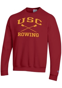 Champion USC Trojans Mens Cardinal Rowing Icon Powerblend Long Sleeve Crew Sweatshirt