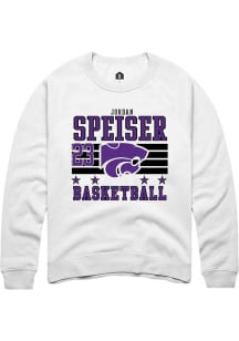 Jordan Speiser K-State Wildcats Mens White NIL Striped Player Crew
