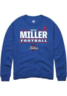Mekhi Miller Tulsa Golden Hurricane Mens Blue Football NIL Stacked Box Player Crew