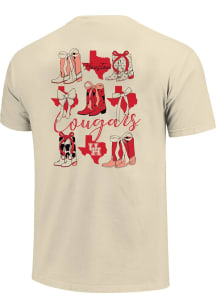 Houston Cougars Womens Ivory Boots and Bows Short Sleeve T-Shirt
