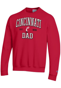 Champion Cincinnati Bearcats Mens Red Est Date Dad Powerblend Long Sleeve Crew Sweatshirt