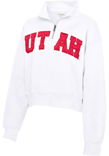Utah Utes Womens White Sport Fleece Qtr Zip