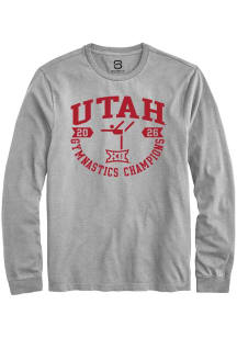 Summit Sportswear Utah Utes Grey Big 12 2026 Gymnastics Champions Long Sleeve T Shirt