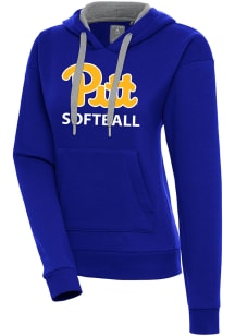 Antigua Pitt Panthers Womens Blue Softball Victory Hooded Sweatshirt