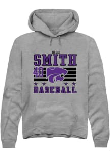 Miles Smith  Rally K-State Wildcats Mens Grey NIL Striped Long Sleeve Hoodie