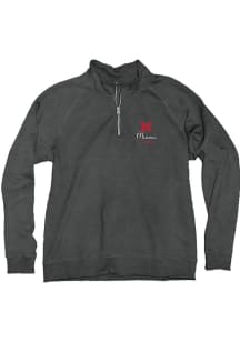 Blue 84 Miami RedHawks Womens Black Sanded Fleece Qtr Zip