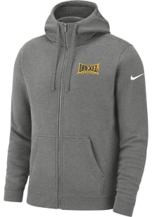 Nike Drexel Dragons Mens Grey Sideline Club Fleece Long Sleeve Full Zip Jacket