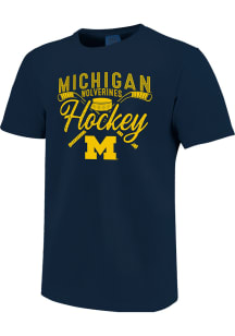Michigan Wolverines Navy Blue Pucks & Sticks Short Sleeve T Shirt