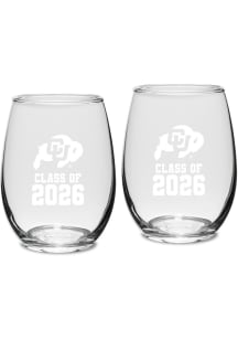 Colorado Buffaloes Class of 2026 Stemless Wine Set Stemless Wine Glass - White
