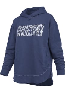 Pressbox Georgetown Hoyas Womens Navy Blue Superblock Clairmont Hooded Sweatshirt