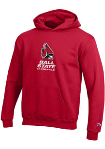 Champion Ball State Cardinals Youth Cardinal Powerblend Long Sleeve Hoodie