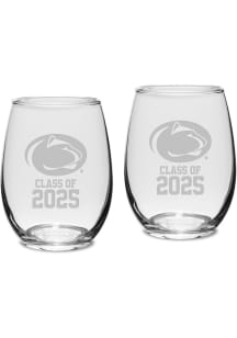 Penn State Nittany Lions Class of 2025 Set of 2 Stemless Wine Glass - White