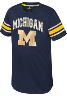 Colosseum Michigan Wolverines Girls Blue Aunt Trixie Short Sleeve Dress