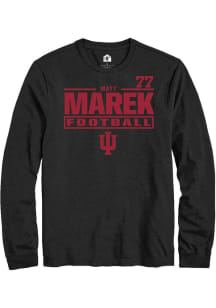 Matt Marek Indiana Hoosiers Black Football NIL Stacked Box Long Sleeve Player T Shirt