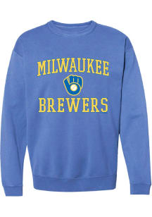 Milwaukee Brewers Womens Blue Soft Washed Crew Sweatshirt