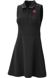Columbia Nebraska Cornhuskers Womens Black Heat Seal Match Short Sleeve Dress