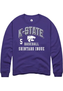 Shintaro Inoue  Rally K-State Wildcats Mens Purple NIL Arch Logo Long Sleeve Crew Sweatshirt