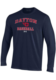 Under Armour Dayton Flyers Navy Blue Baseball Performance Long Sleeve T Shirt