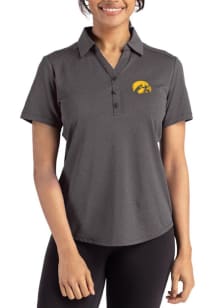 Cutter and Buck Iowa Hawkeyes Womens Black Forge Eco Polo Short Sleeve Polo Shirt
