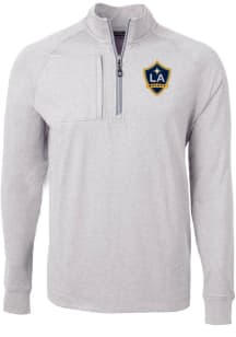 Cutter and Buck LA Galaxy Mens Grey Adapt Eco Long Sleeve Qtr Zip Pullover
