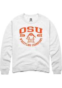 Summit Sportswear Oklahoma State Cowboys Mens White Big 12 2026 Wrestling Champions Long Sleeve Cr..