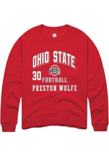 Preston Wolfe Ohio State Buckeyes Mens Red Football NIL Arch Logo Player Crew