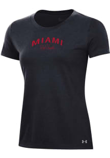 Under Armour Miami RedHawks Womens Black Arched Script Performance Short Sleeve T-Shirt