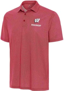 Antigua Wisconsin Badgers Mens Red Trickle Short Sleeve Polo