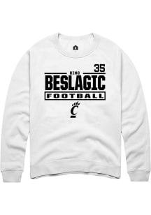 Dino Beslagic Cincinnati Bearcats Mens White Football NIL Stacked Box Player Crew