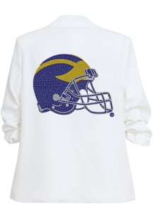 Michigan Wolverines Womens White Helmet Ruched Medium Weight Jacket