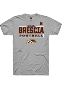 Michael Brescia Western Michigan Broncos Grey Football NIL Stacked Box Short Sleeve Player T Shirt