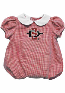 Vive La Fete San Diego State Aztecs Baby Red Gingham Collar Short Sleeve One Piece