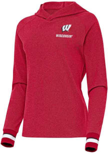 Antigua Wisconsin Badgers Womens Red Trek Hooded Sweatshirt