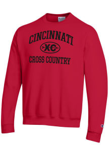 Champion Cincinnati Bearcats Mens Red Cross Country Icon Powerblend Long Sleeve Crew Sweatshirt