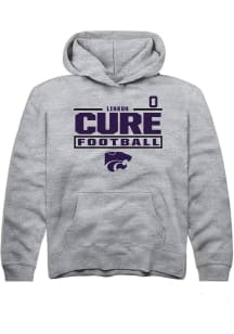 Linkon Cure Rally K-State Wildcats Youth NIL Stacked Box Long Sleeve Player Hoodie Grey