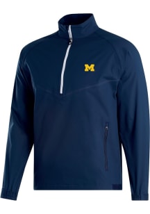 Footjoy Michigan Wolverines Mens Navy Blue Zephyr Windshirt Long Sleeve Qtr Zip Pullover