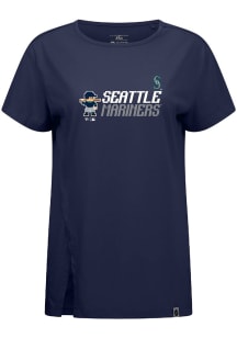 Levelwear Seattle Mariners Womens Navy Blue Influx 8-Bit Baseball Short Sleeve T-Shirt