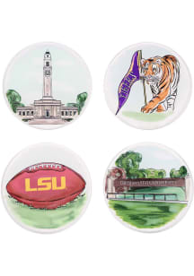 LSU Tigers 4 Pack Coaster - White