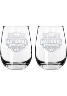 Michigan Wolverines MBB National Champs 2026 2 Pack 15oz Stemless Stemless Wine Glass - White