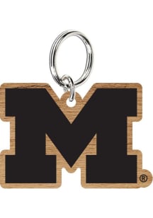 Michigan Wolverines Wood Keychain - Brown