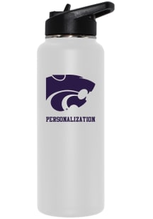 K-State Wildcats Personalized 34oz Quencher Stainless Steel Bottle - White