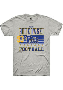 Trey Butkowski Pitt Panthers Ash Football NIL Striped Short Sleeve Player T Shirt