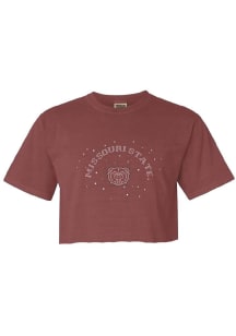 Summit Sportswear Missouri State Bears Womens Maroon Rhinestone and Pearl Crop Short Sleeve T-Shir..