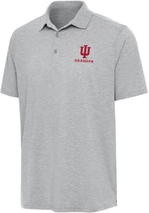 Antigua Indiana Hoosiers Mens Grey Heather Grandpa Par 3 Short Sleeve Polo