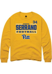 Marcus Serrano Pitt Panthers Mens Gold Football NIL Stacked Box Player Crew