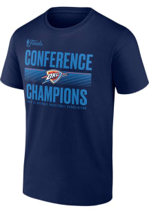 Oklahoma City Thunder Navy Blue 2025 Conference Champions Playoff Ball Handler Short Sleeve T Shir..