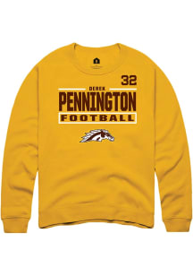 Derek Pennington Western Michigan Broncos Mens Gold Football NIL Stacked Box Player Crew