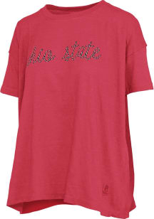 Pressbox Ohio State Buckeyes Womens Red Swirl Script Short Sleeve T-Shirt